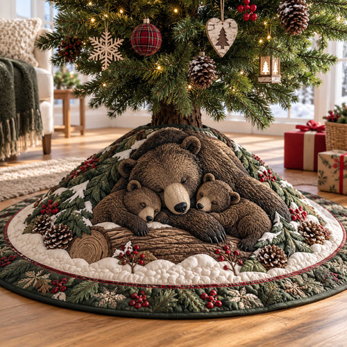 Bear Retreat Christmas Quilted Tree Skirt SN0TD627