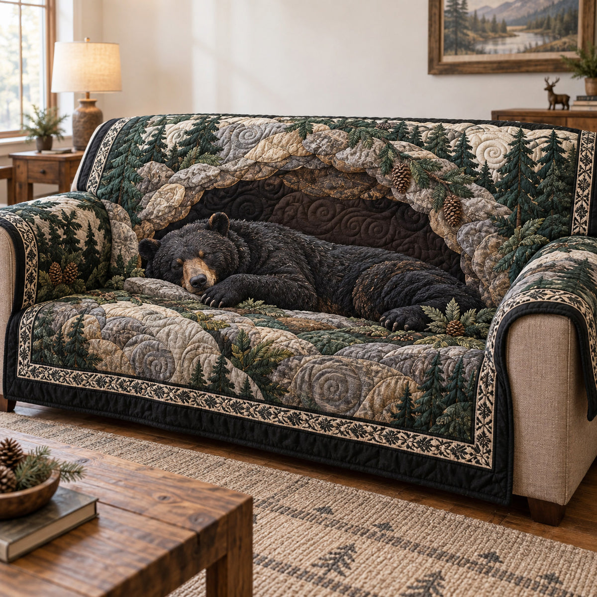 Bear Sanctuary Quilted Sofa Cover SN0TV315