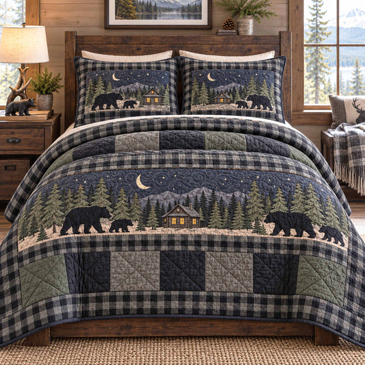 Bear Territory 3-Piece Quilted Bedding Set SN0TD1174