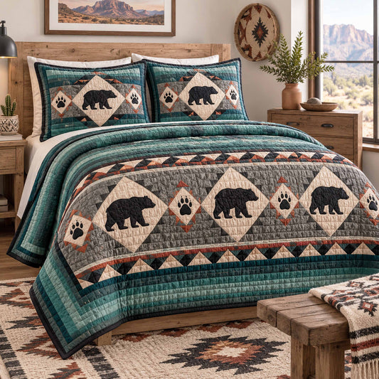 Bear Trail 3-Piece Quilted Bedding Set SN0TD1170