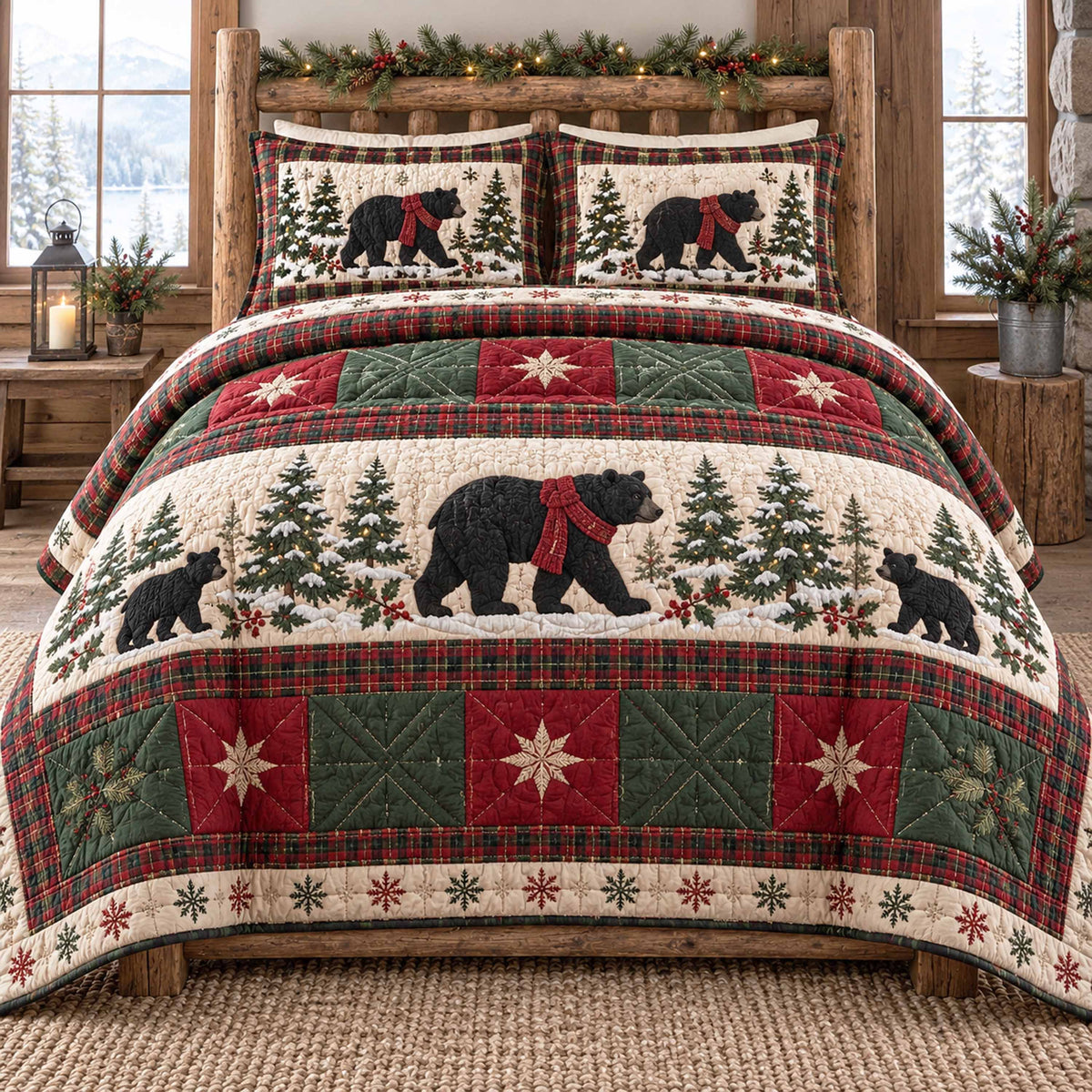 Bear Wilds 3-Piece Quilted Bedding Set SN0TD1171