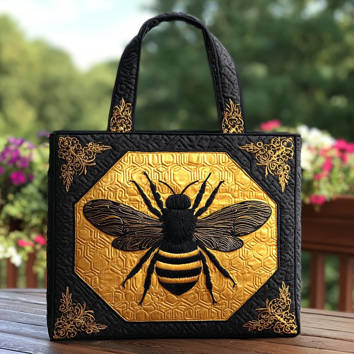 Bee Garden Quilted Tote Bag NCU0DK8694