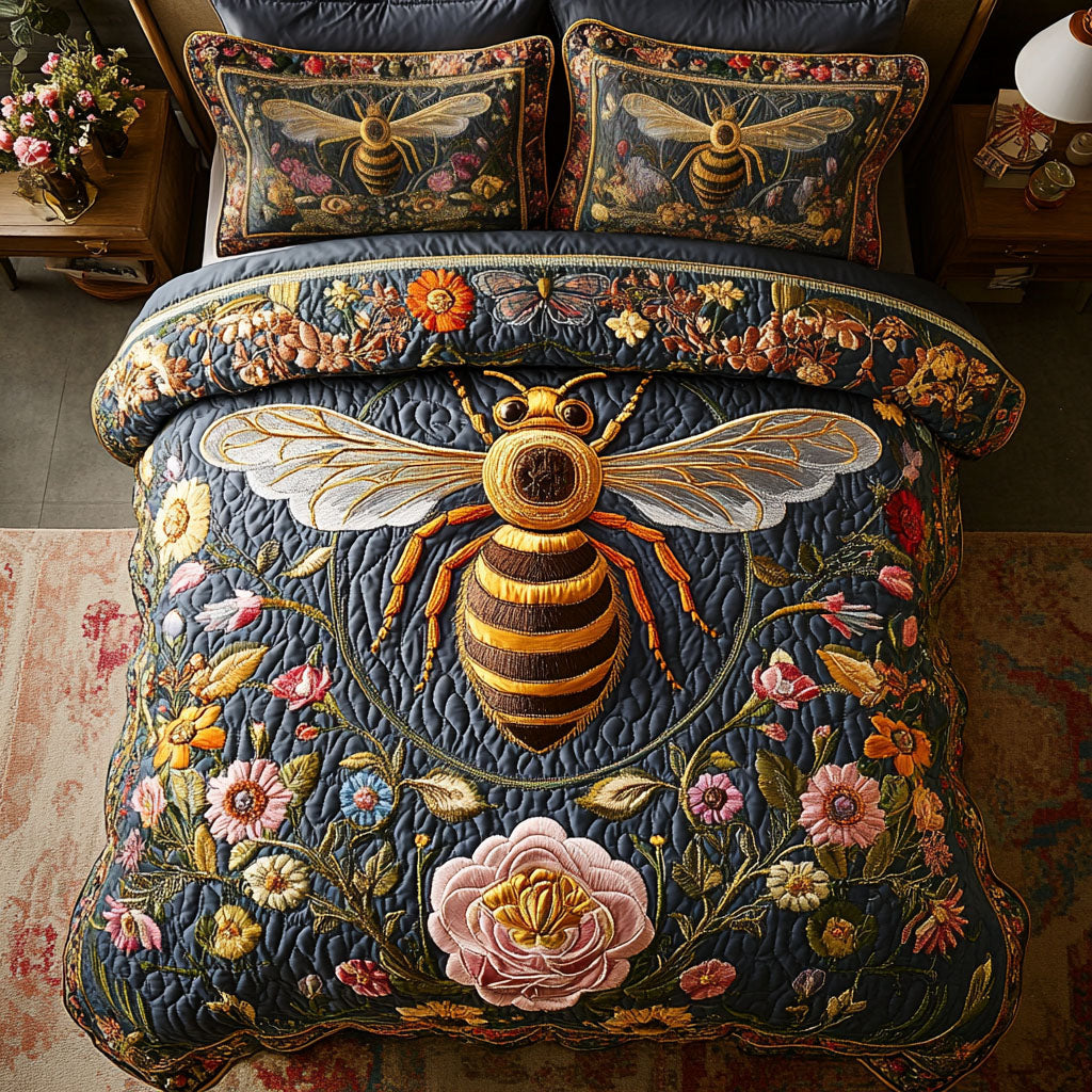 Beekeeper Dream 3-Piece Quilted Bedding Set NCU0DK2867