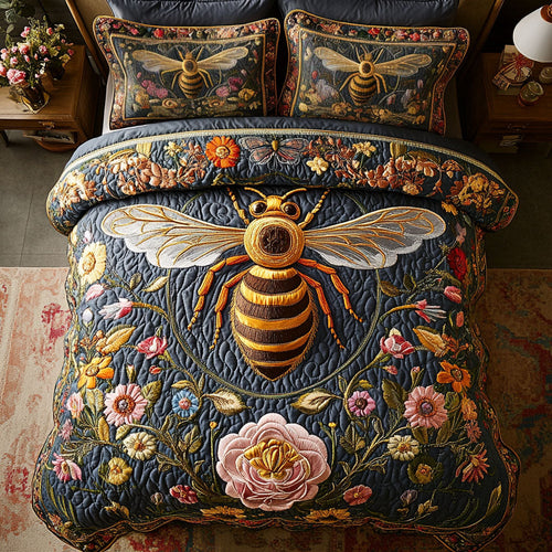 Beekeeper Dream 3-Piece Quilted Bedding Set NCU0DK2867