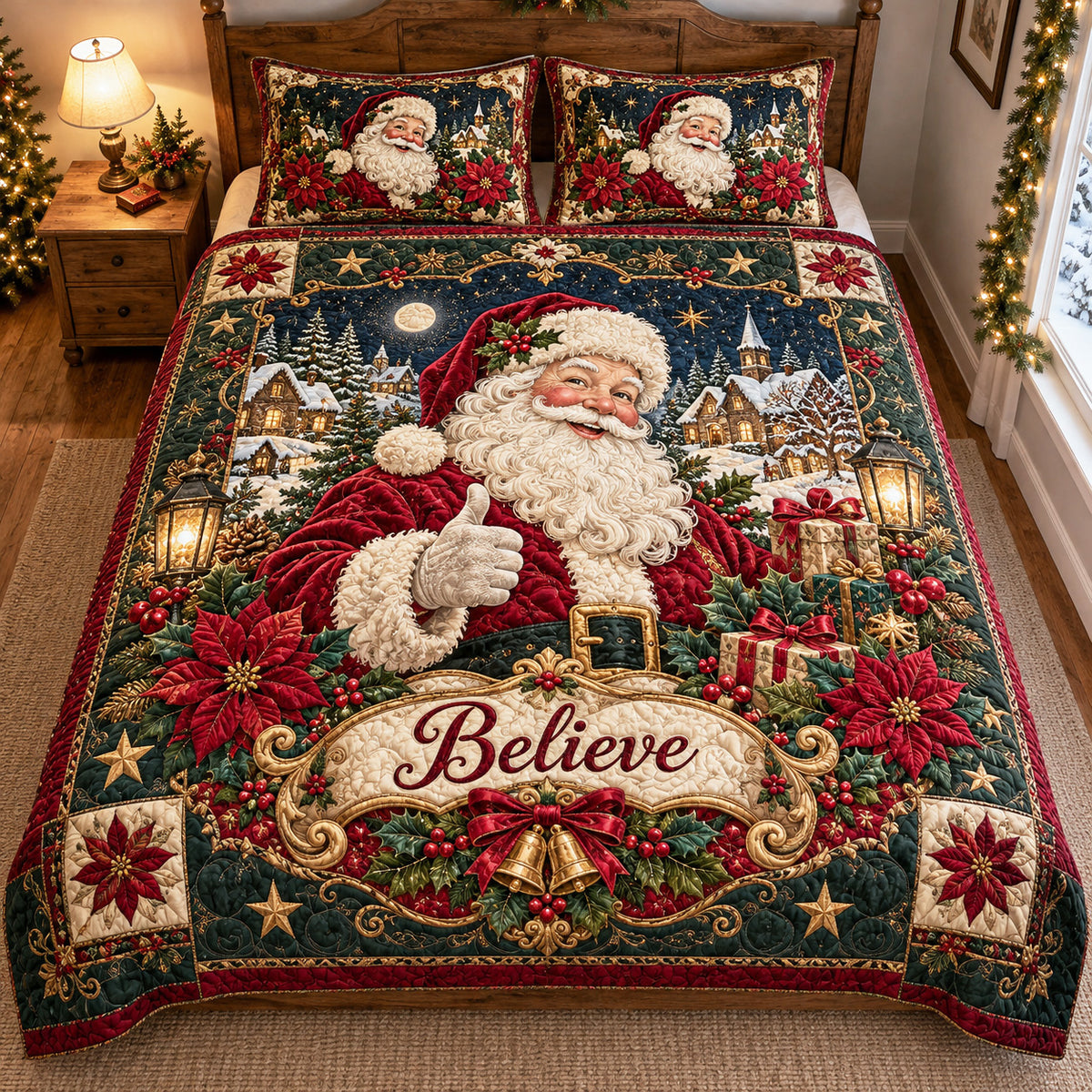 Believe Christmas 3-Piece Quilted Bedding Set SN0TV762