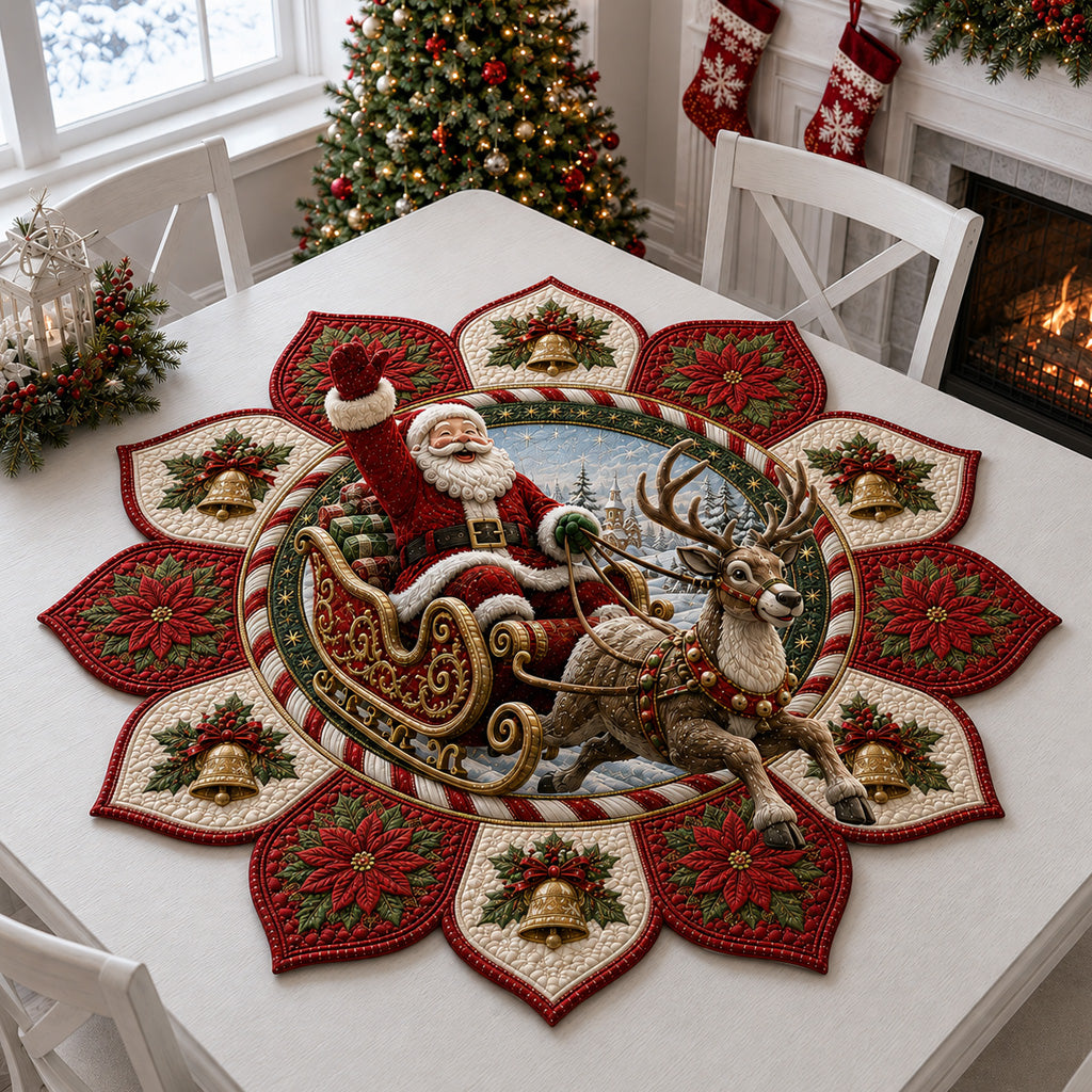 Bell Santa Sleigh Custom Shape Quilted Table Topper SN0HH0139