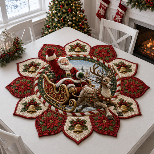 Bell Santa Sleigh Custom Shape Quilted Table Topper SN0HH0139