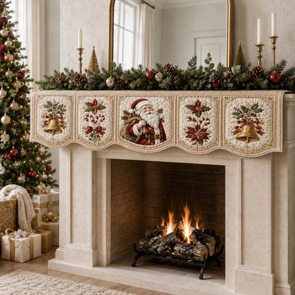 Bells Santa Claus Quilted Mantel Scarf SN0HH0222