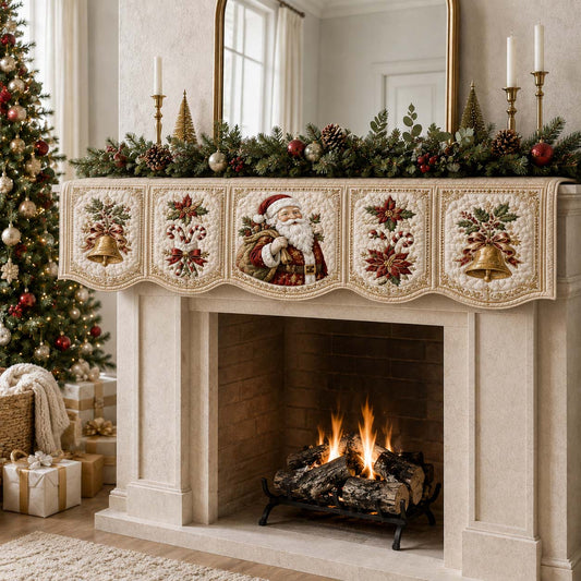 Bells Santa Claus Quilted Mantel Scarf SN0HH0222