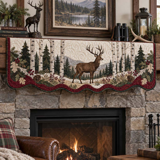 Berry Birch Stag Quilted Mantel Scarf SN0HH0340