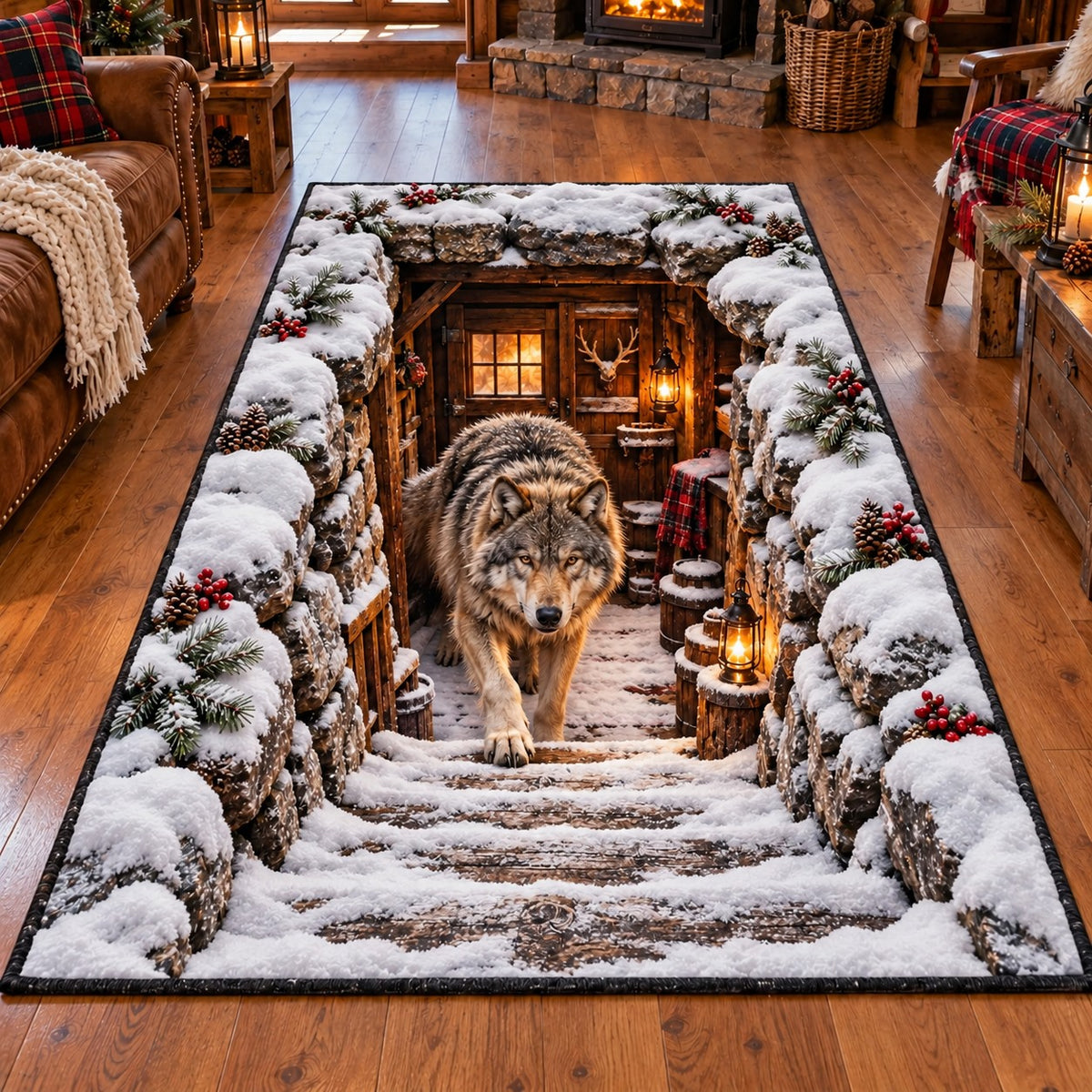 Berry Hollow Wolf Area Rug SN0HH0950