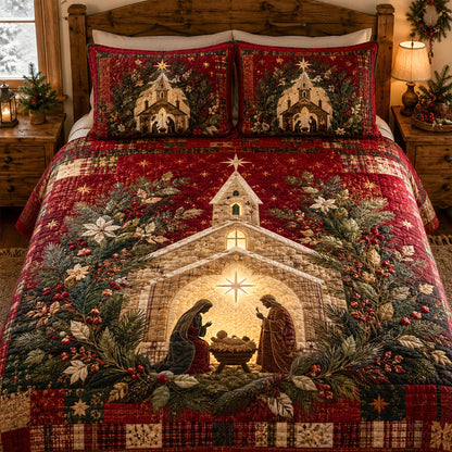 Bethlehem Blessings 3-Piece Quilted Bedding Set SN0PT411