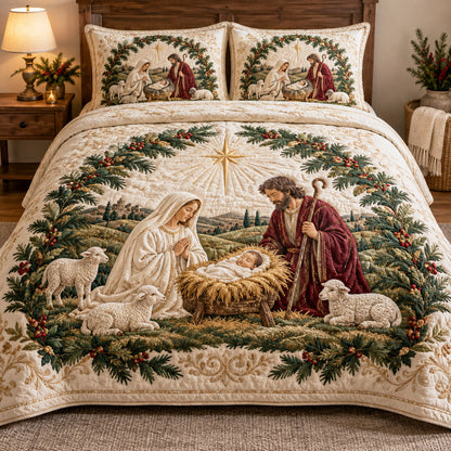 Bethlehem Grace 3-Piece Quilted Bedding Set SN0TV792