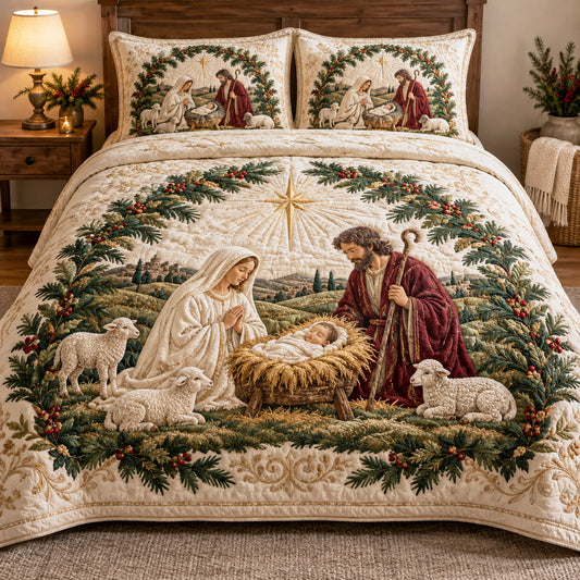 Bethlehem Grace 3-Piece Quilted Bedding Set SN0TV792