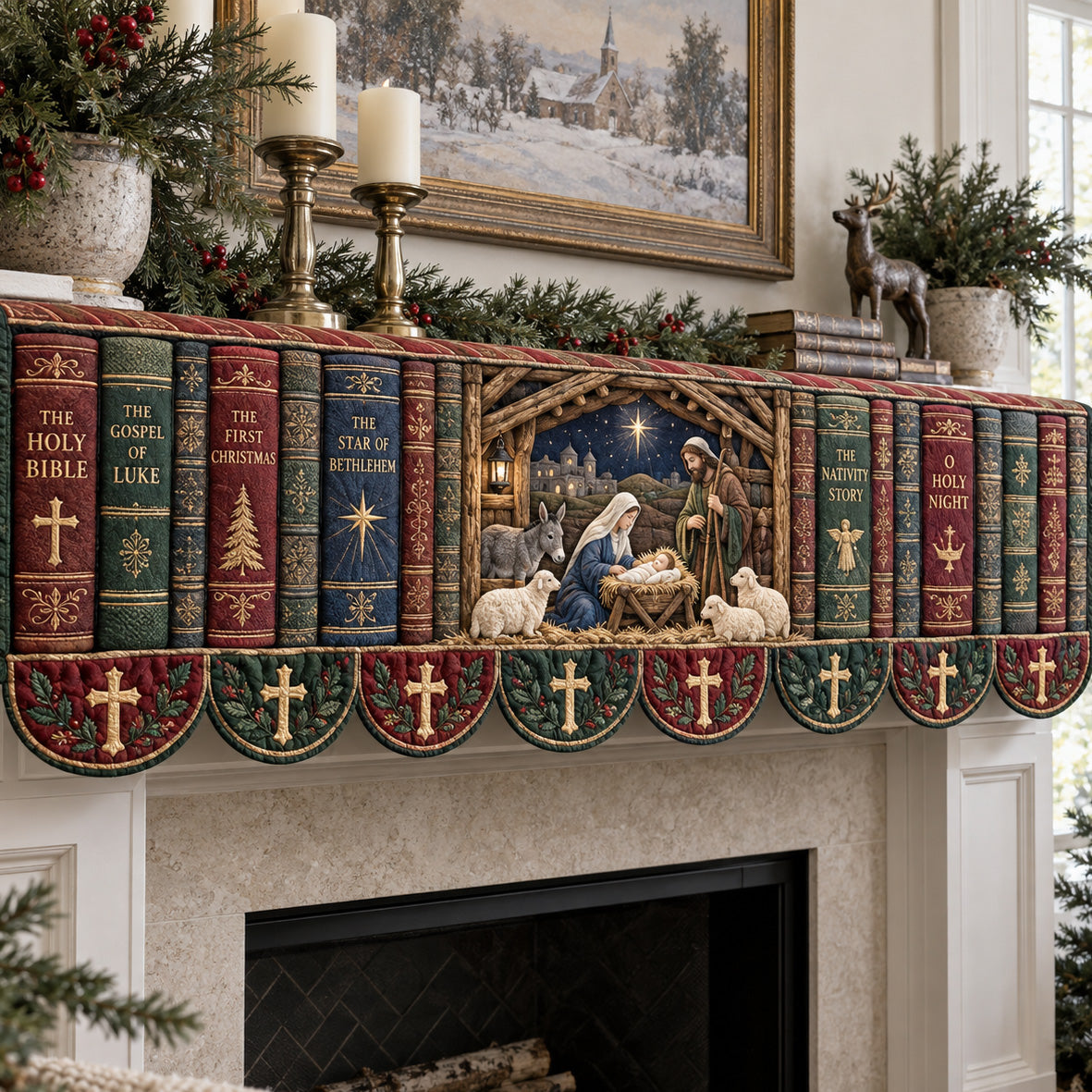 Bethlehem Journey Quilted Mantel Scarf SN0TV570