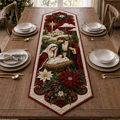 Bethlehem Nativity Night Custom Shape Quilted Table Runner SN0HH0263