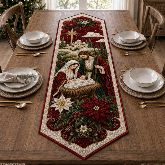 Bethlehem Nativity Night Custom Shape Quilted Table Runner SN0HH0263