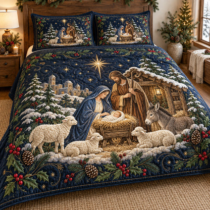 Bethlehem Noel 3-Piece Quilted Bedding Set SN0TV797
