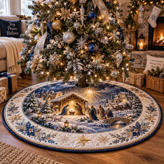 Bethlehem Star Nativity Christmas Quilted Tree Skirt SN0DV914