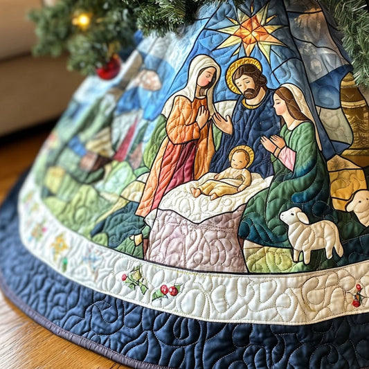 Bethlehem Star Quilted Christmas Tree Skirt NCU0PT1219