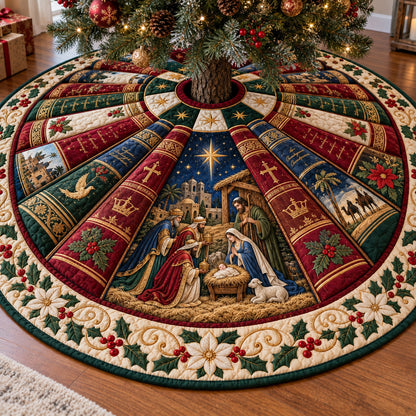 Bethlehem Story Christmas Quilted Tree Skirt SN0TV580