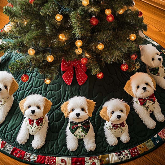 Bichon Winter Wonderland Christmas Quilted Tree Skirt NCU0DV1369