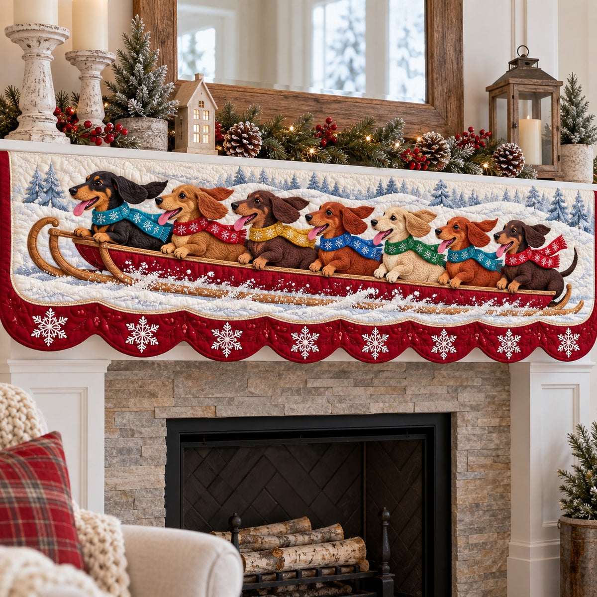Big Sled Doxies Quilted Mantel Scarf SN0TV936