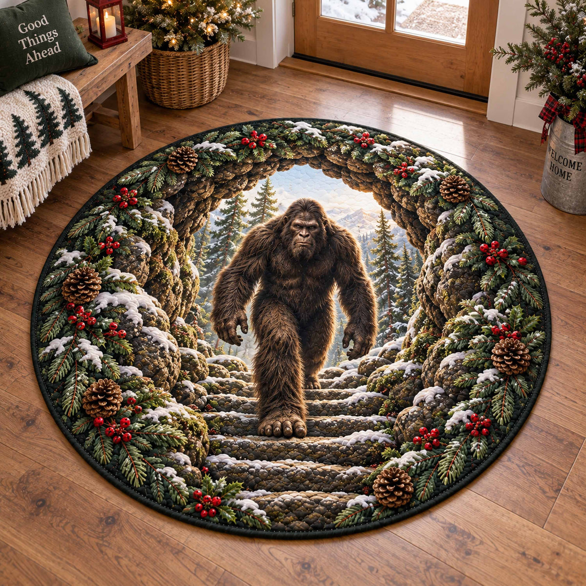 Bigfoot Adventure Quilted Round Mat SN0TD968