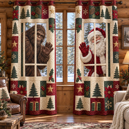 Bigfoot Christmas Quilted Curtains SN0TV742