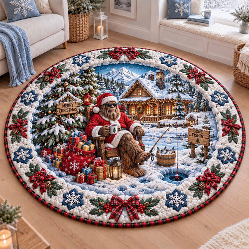 Bigfoot Christmas Quilted Round Mat SN0TD972