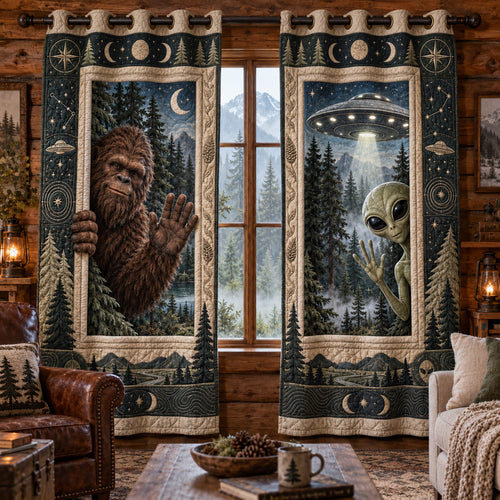 Bigfoot Encounter Quilted Curtains SN0TV747