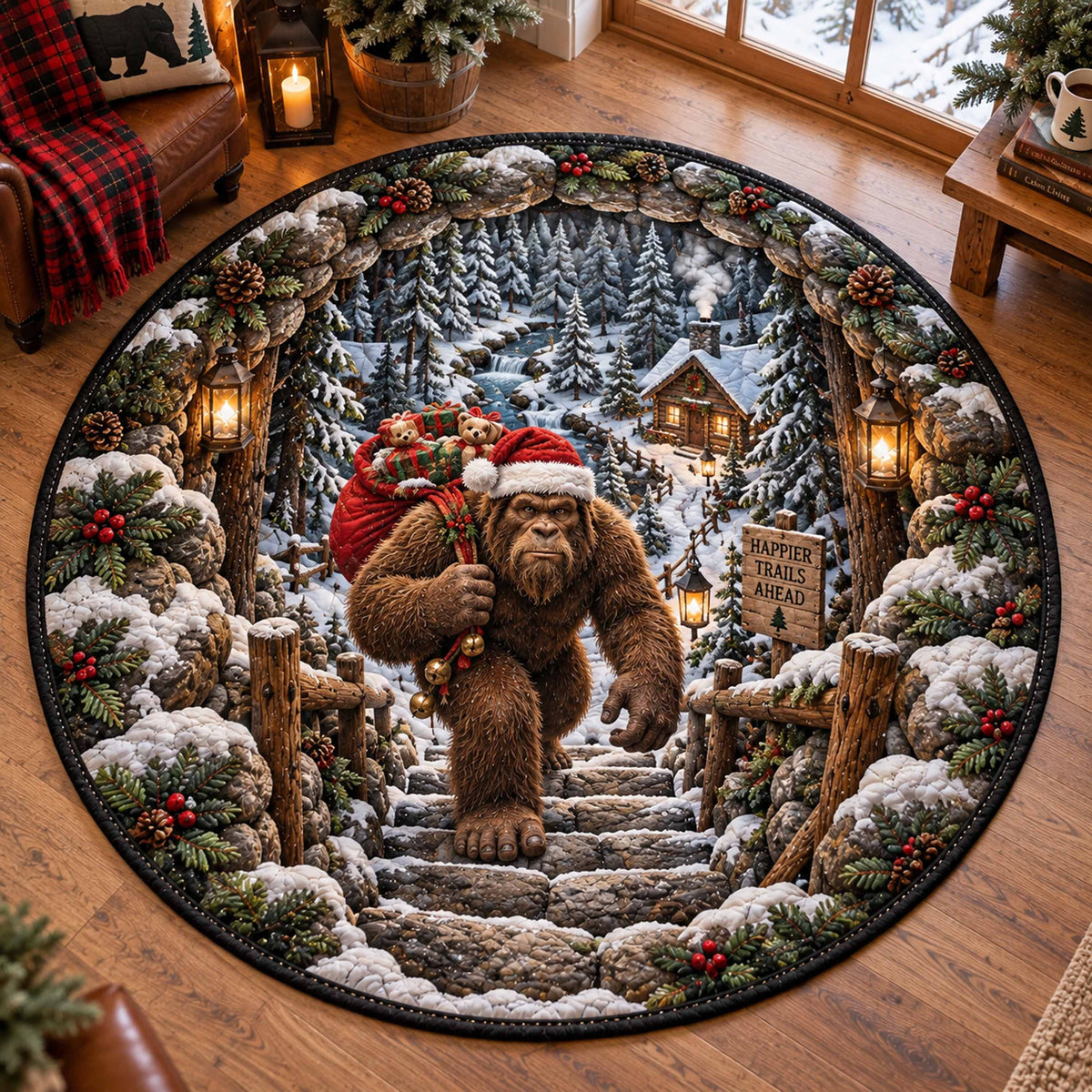 Bigfoot Mystery Quilted Round Mat SN0TD967