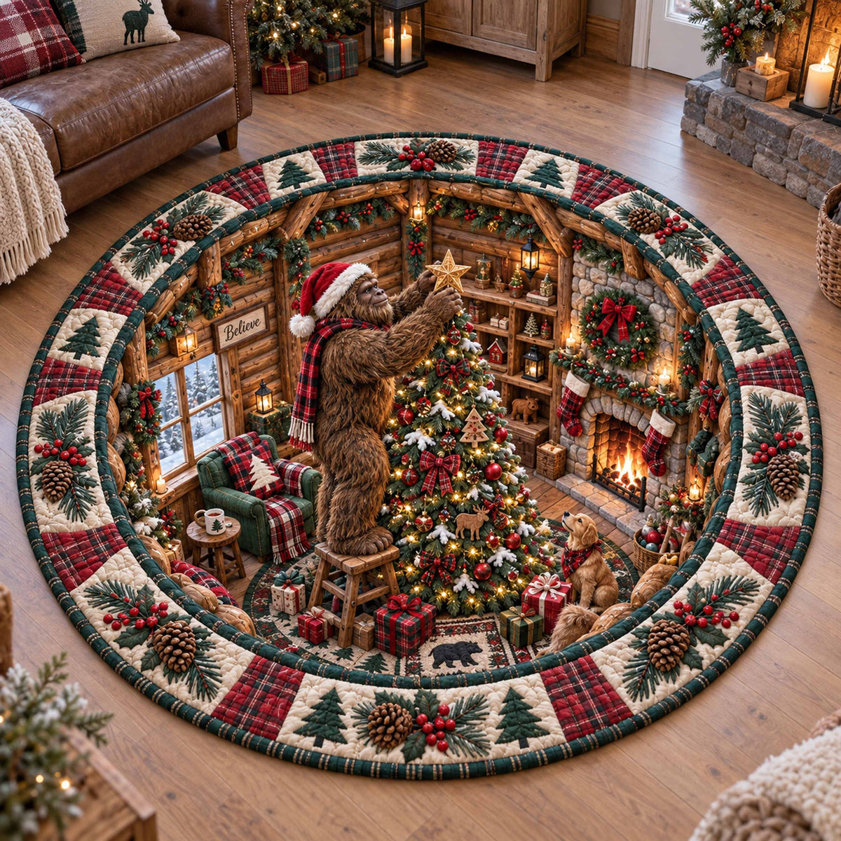 Bigfoot Retreat Quilted Round Mat SN0TD971