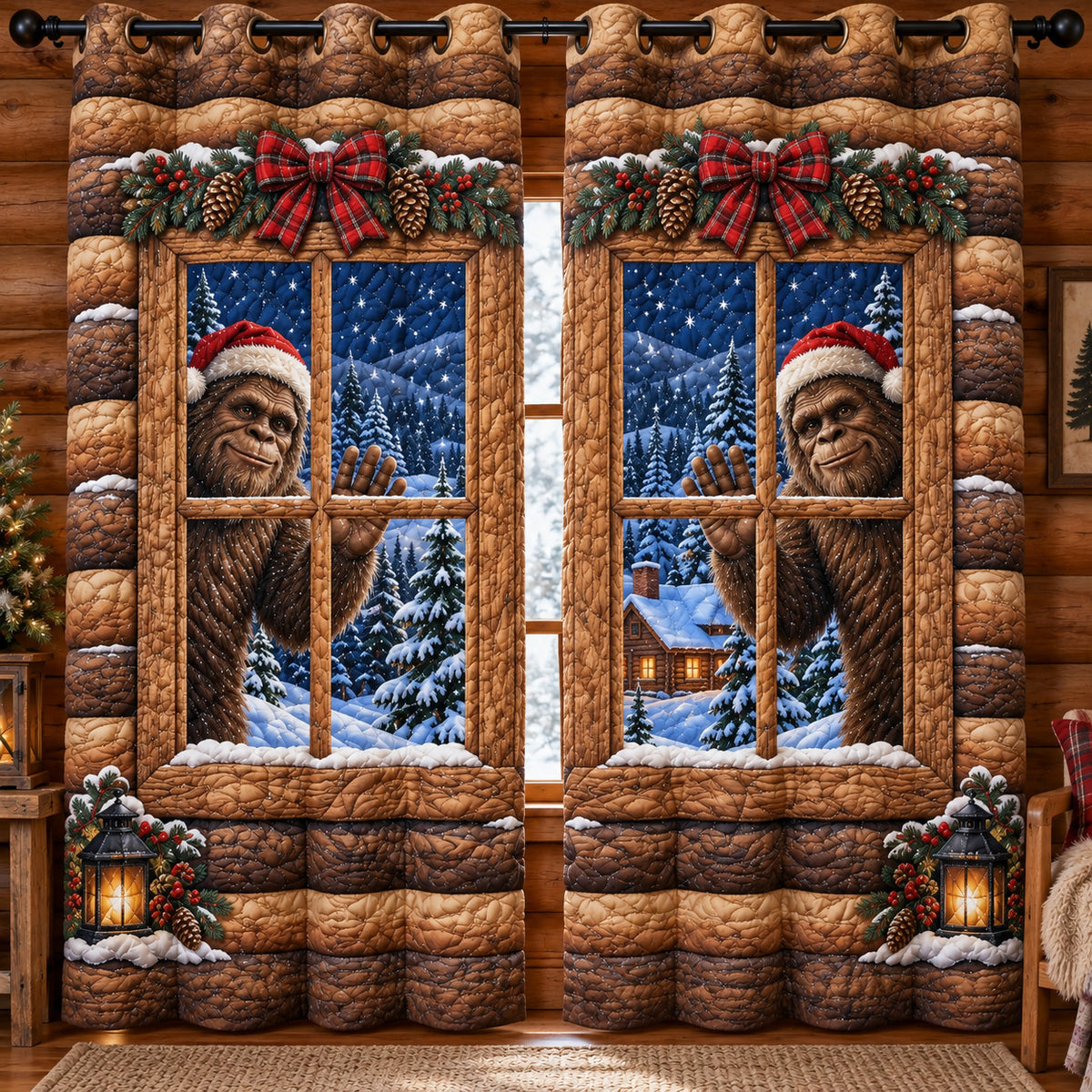 Bigfoot Visitors Quilted Curtains SN0TV746