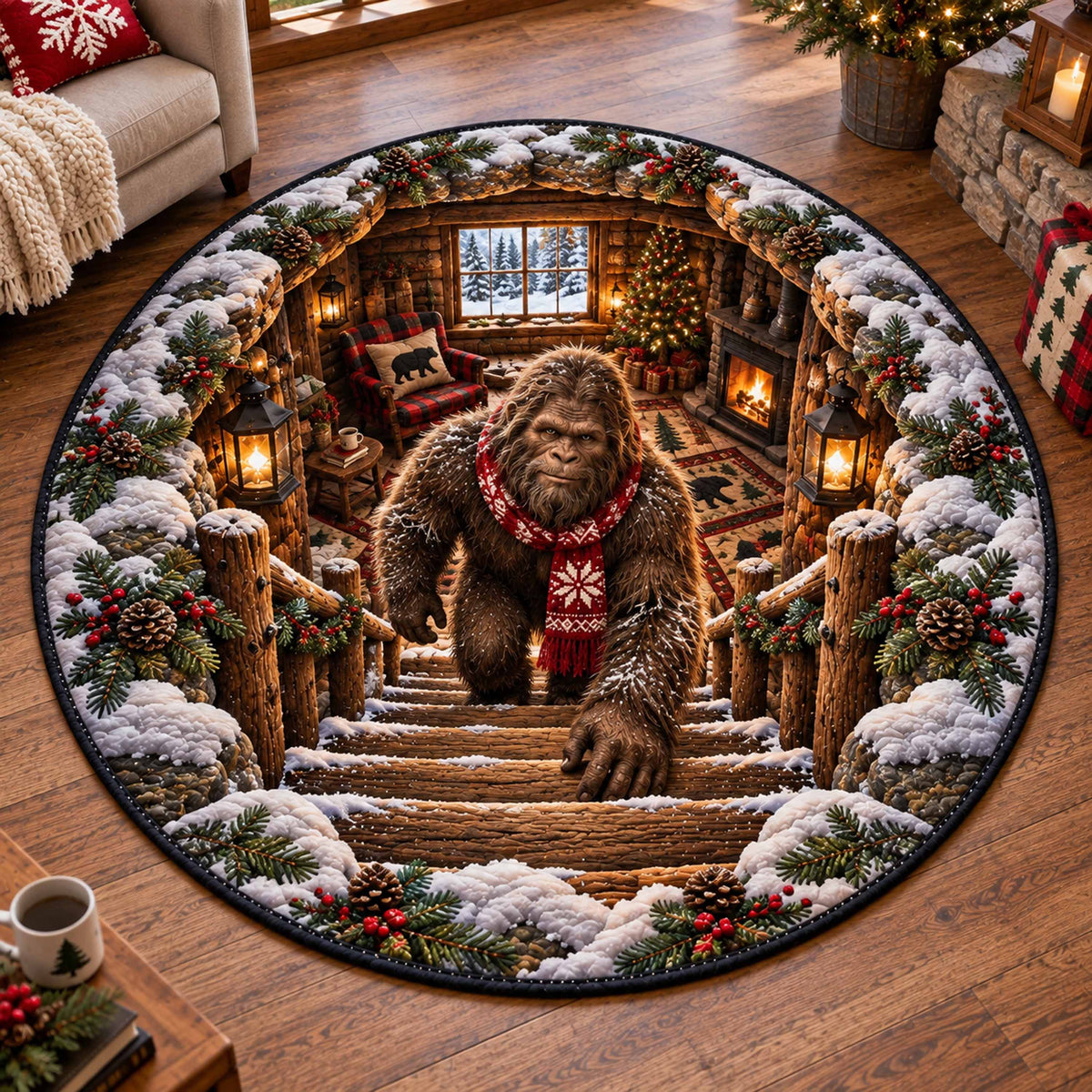 Bigfoot Wilderness Quilted Round Mat SN0TD969