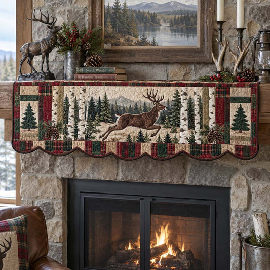 Birch Bound Stag Quilted Mantel Scarf SN0HH0331