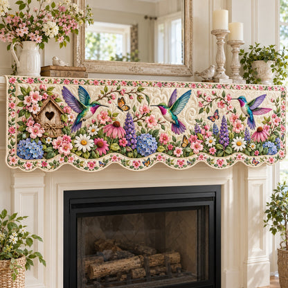 Birdhouse Garden Hummers Quilted Mantel Scarf SN0TV944