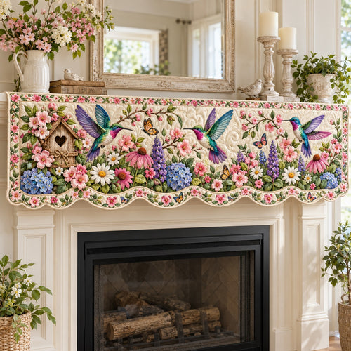 Birdhouse Garden Hummers Quilted Mantel Scarf SN0TV944