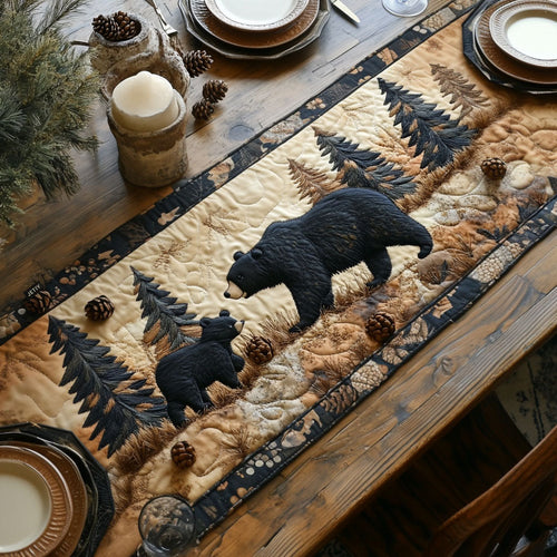 Black Bear Family Quilted Table Runner NCU0DV4206