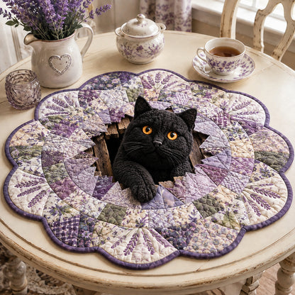 Black Cat Lavender Custom Shape Quilted Table Topper SN0HH0027