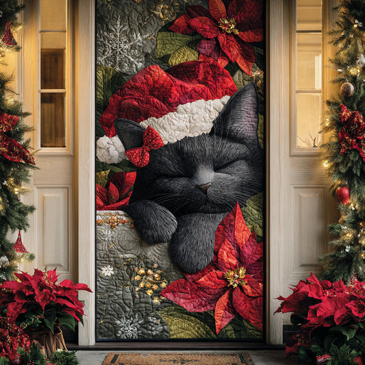 Black Cat Silent Snow Quilted Door Cover NCU0TD1515