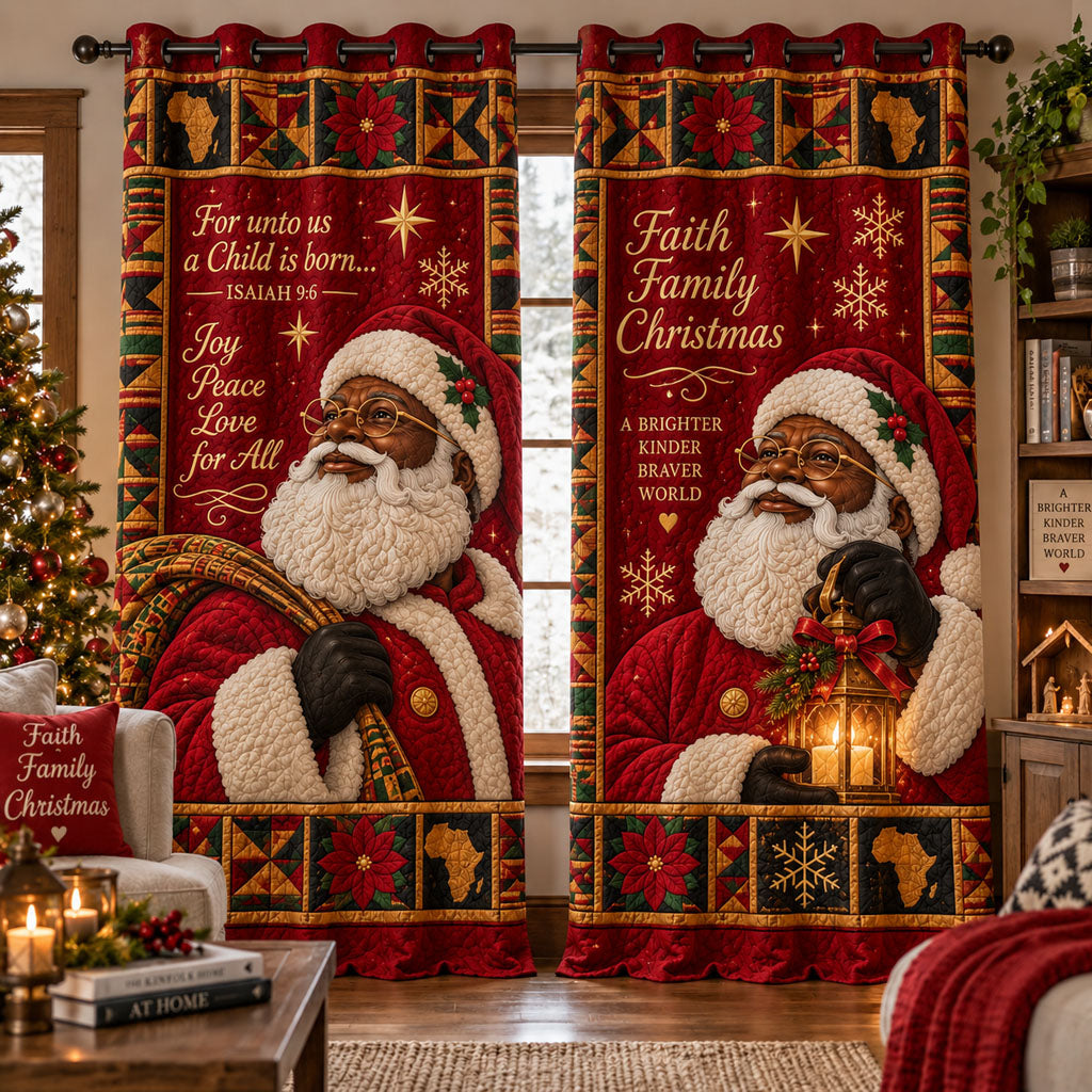 Black Christmas Blessings Quilted Curtains SN0PT1246