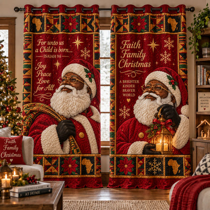 Black Christmas Blessings Quilted Curtains SN0PT1246