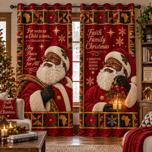 Black Christmas Blessings Quilted Curtains SN0PT1246