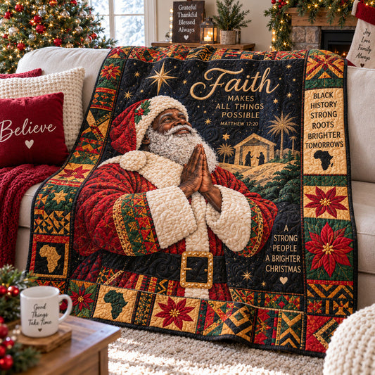 Black Christmas Faith Quilted Blanket SN0PT1296