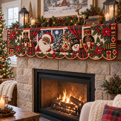 Black Family Christmas Celebration Quilted Mantel Scarf SN0PT1282