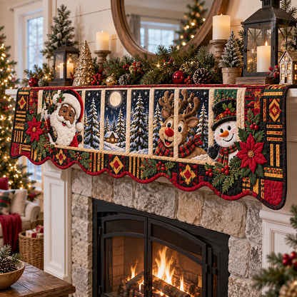 Black Joy Christmas Quilted Mantel Scarf SN0PT1283