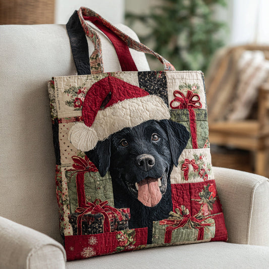 Black Lab Cheer Quilted Tote Bag NCU0HH844