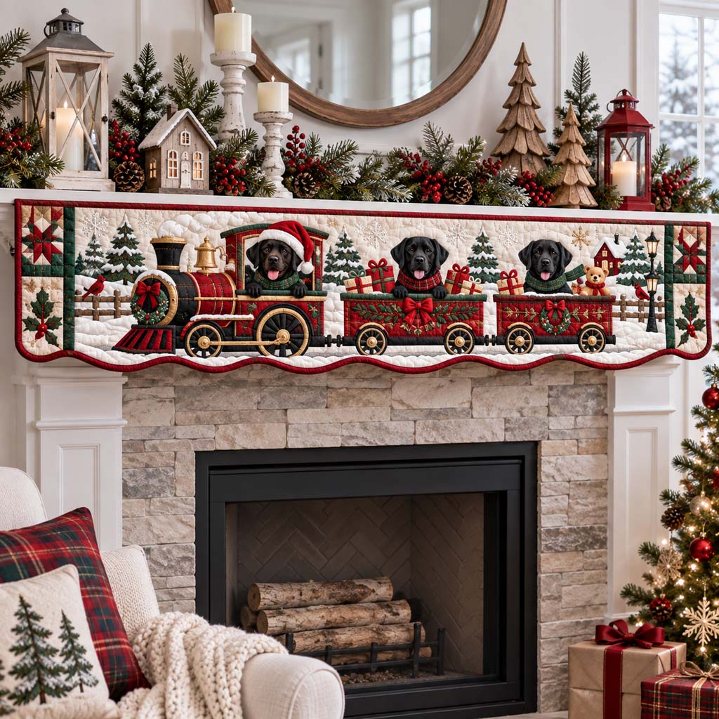 Black Labrador Express Quilted Mantel Scarf SN0HH0758