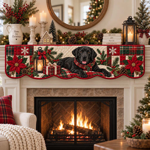 Black Labrador Hearth Quilted Mantel Scarf SN0HH0759